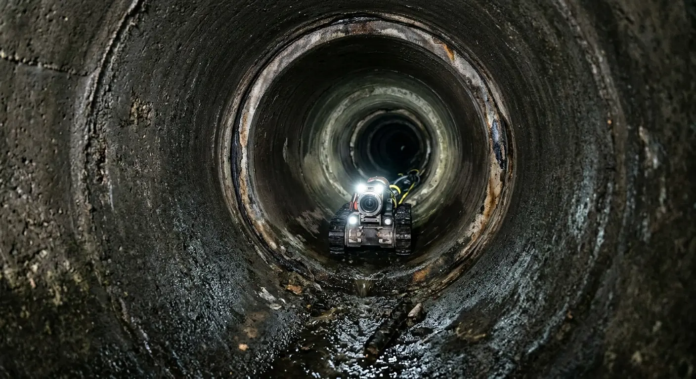 Robotic sewer camera inspecting pipe interior for Sewer Line Cleaning in Santa Monica